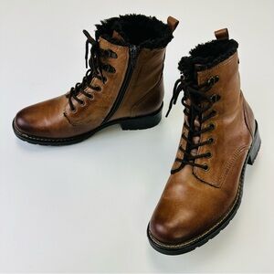 Luca Ferri brown leather boots Size 38 womens low heel water resistant winter